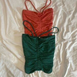 Anthropologie Ruched Ribbed Halter Tops